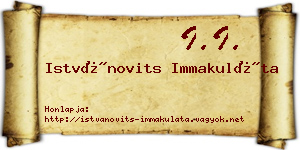 Istvánovits Immakuláta névjegykártya